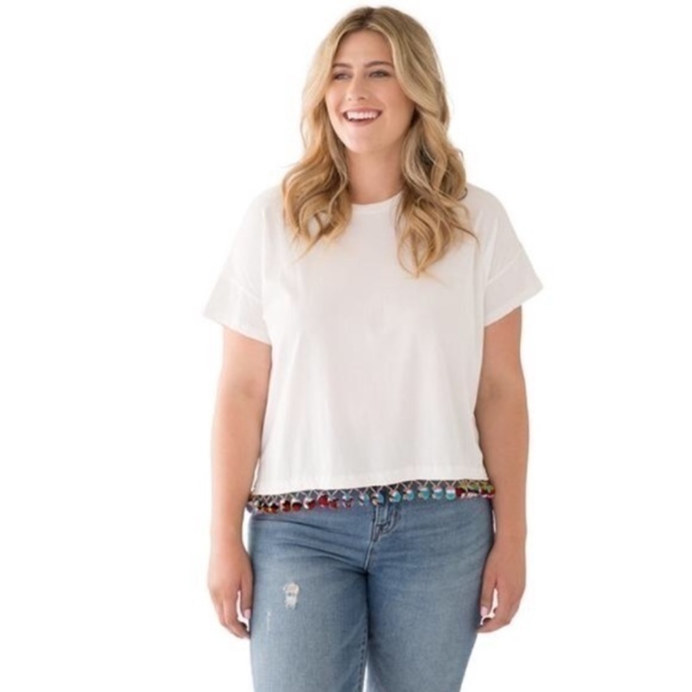 Ban.do White Pom Pom Tee